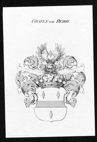 Grafen von Deroy - Deroy Wappen Adel coat of arms Kupferstich  heraldry Heraldik