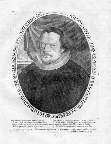 Iohannes Conradus Dannhau verus - Johann Conrad Dannhauer Dichter Straßburg Portrait Kupferstich
