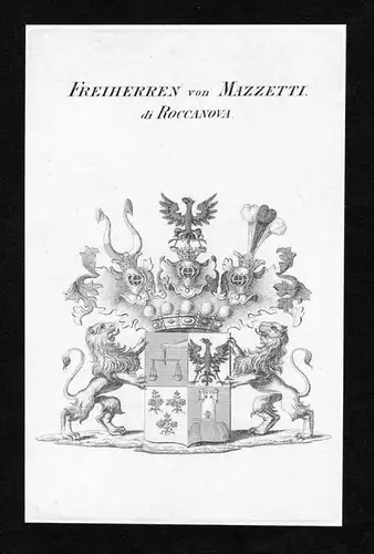 Freiherren von Mazzetti di Roccanova - Mazzetti von Roccanova Wappen Adel coat of arms Kupferstich  heraldry H