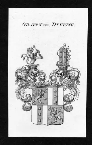 Grafen von Deuring - Deuring Wappen Adel coat of arms Kupferstich  heraldry Heraldik