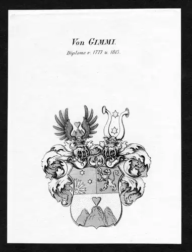 Von Gimmi - Gimmi Wappen Adel coat of arms Kupferstich  heraldry Heraldik