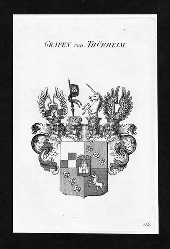 Grafen von Thürheim - Thürheimer Thuerheimer Thierheimer Wappen Adel coat of arms Kupferstich  heraldry Hera