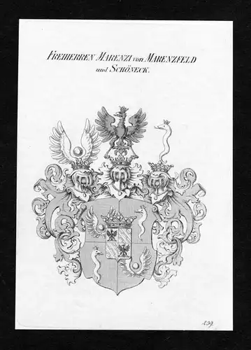 Grafen Marenzi von Marenzfeld und Schöneck - Marenzi von Marenzfeld und Schöneck Schoeneck Wappen Adel coat