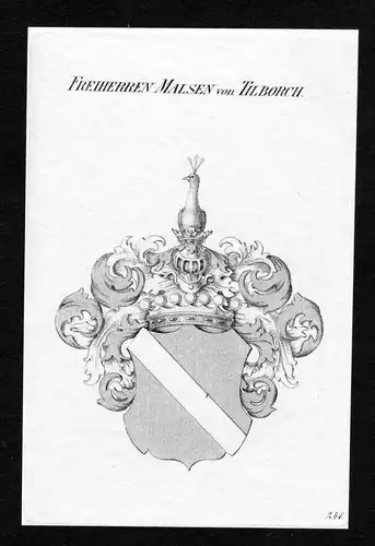 Freiherren Malsen von Tilborch - Malsen Malsen-Tilborch Wappen Adel coat of arms Kupferstich  heraldry Heraldi
