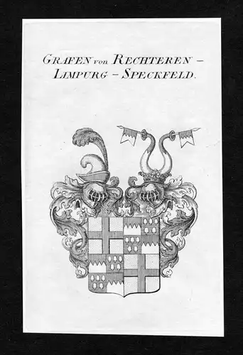 Grafen von Rechteren-Limpurg-Speckfeld - Rechteren-Limpurg-Speckfeld Wappen Adel coat of arms Kupferstich  her