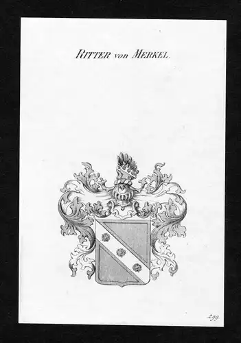 Ritter von Merkel - Merkel Wappen Adel coat of arms Kupferstich  heraldry Heraldik