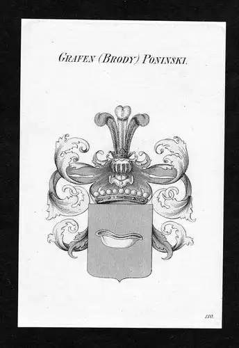 Grafen (Brody) Poninski - Poninski Brody-Poninski Wappen Adel coat of arms Kupferstich  heraldry Heraldik