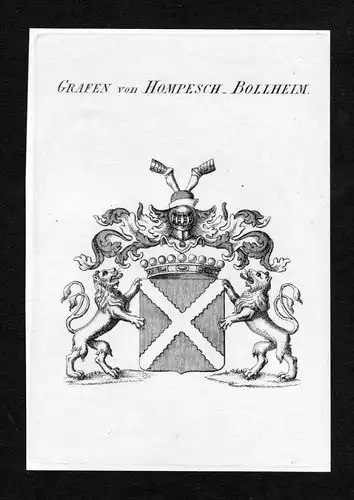 Grafen von Hompesch-Bollheim - Hompesch-Bollheim Wappen Adel coat of arms Kupferstich  heraldry Heraldik