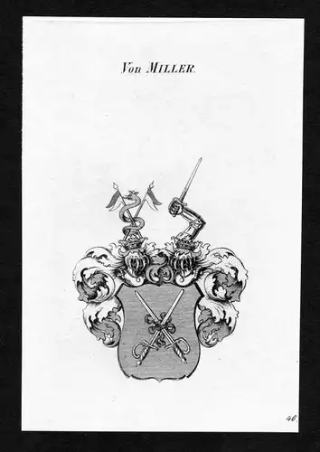 Von Miller - Miller Wappen Adel coat of arms Kupferstich  heraldry Heraldik