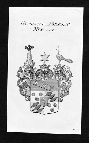 Grafen von Törring-Minucci - Törring-Minucci Toerring-Minucci Wappen Adel coat of arms Kupferstich  heraldry