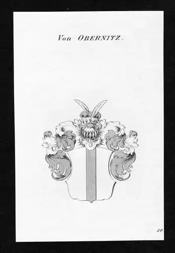 Von Obernitz - Obernitz Wappen Adel coat of arms Kupferstich  heraldry Heraldik