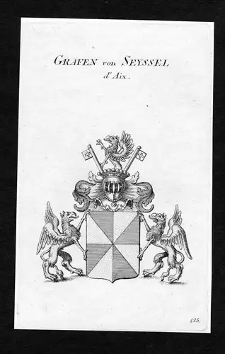 Grafen von Seysell d'Aix - Seysell d'Aix Wappen Adel coat of arms Kupferstich  heraldry Heraldik