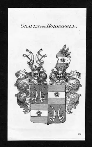 Grafen von Hohenfeld - Hohenfeld Wappen Adel coat of arms Kupferstich  heraldry Heraldik