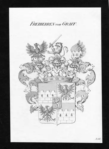 Freiherren von Graff - Graff Wappen Adel coat of arms Kupferstich  heraldry Heraldik