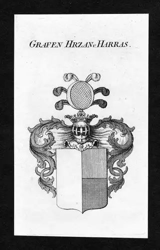 Grafen Hrzan v. Harras - Herzan von Harras Hrzan von Harasov Wappen Adel coat of arms Kupferstich  heraldry He