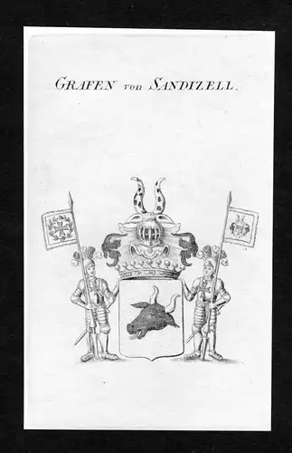 Grafen von Sandizell - Sandizell Wappen Adel coat of arms Kupferstich  heraldry Heraldik