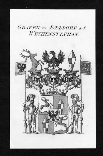 Grafen von Etzdorf auf Weyhenstephan - Etzdorf Weihenstephan Wappen Adel coat of arms Kupferstich  heraldry He