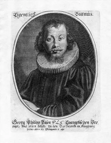 Georg Philipp Risen - Georg Philipp Risen Augsburg Theologe Portrait Kupferstich