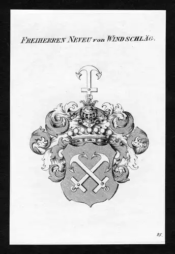 Freiherren Neveu von Windschläg - Neveu von Windschläg Windschlaeg Wappen Adel coat of arms Kupferstich  her