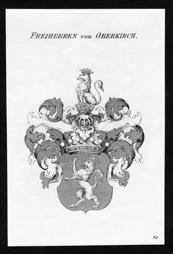 Freiherren von Oberkirch - Oberkirch Wappen Adel coat of arms Kupferstich  heraldry Heraldik