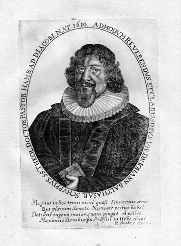 Admodum Reverendus .. Iohann-Balthasar Schuppius - Johann Balthasar Schupp Lyriker Portrait Kupferstich