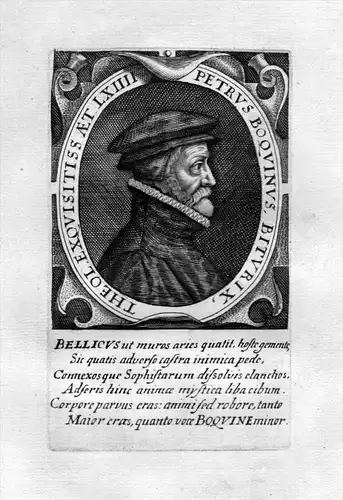 Theol. .. Petrus Boquinus - Pierre Bouquin Straßburg Theologe Portrait Kupferstich