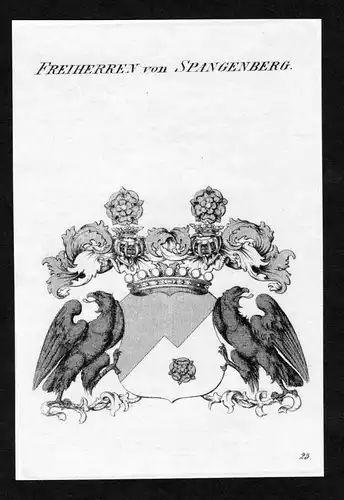 Freiherren von Spangenberg - Spangenberg Wappen Adel coat of arms Kupferstich  heraldry Heraldik