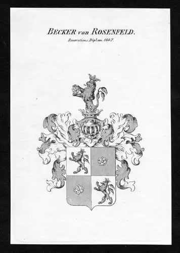 Becker von Rosenfeld - Becker von Rosenfeld Wappen Adel coat of arms Kupferstich  heraldry Heraldik