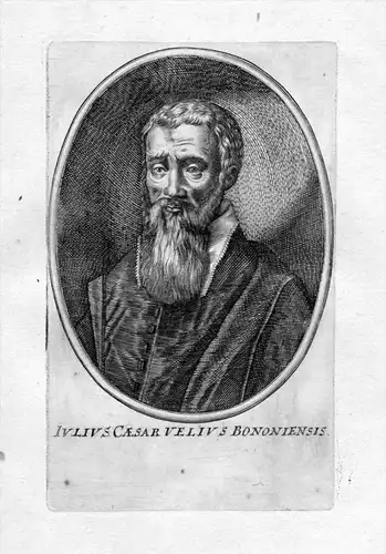 Iulius Caesar velivs Bononiensis - Julius Caesar Velius Bologna scholar Portrait Kupferstich