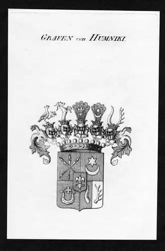 Grafen von Humniki - Humniki Wappen Adel coat of arms Kupferstich  heraldry Heraldik