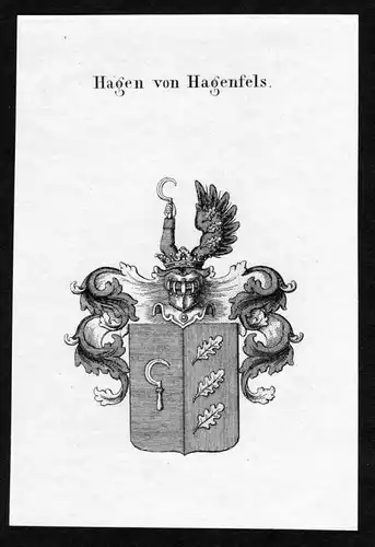 Hagen von Hagenfels - Hagen und Hagenfels Wappen Adel coat of arms Kupferstich  heraldry Heraldik