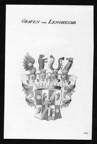 Grafen von Lengheimb - Lengheimb Wappen Adel coat of arms Kupferstich  heraldry Heraldik