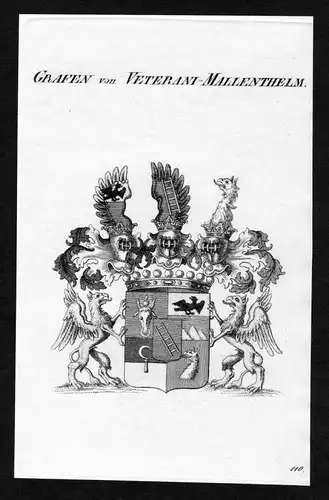 Grafen von Veterani-Mallenthelm - Veterani Mallenthelm Wappen Adel coat of arms Kupferstich  heraldry Heraldik