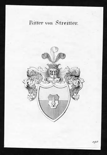 Ritter von Streitter - Streitter Wappen Adel coat of arms Kupferstich  heraldry Heraldik