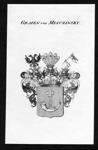 Grafen von Miaczinsky - Miaczinsky Wappen Adel coat of arms Kupferstich  heraldry Heraldik