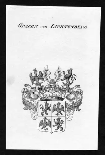Grafen von Lichtenberg - Lichtenberg Wappen Adel coat of arms Kupferstich  heraldry Heraldik