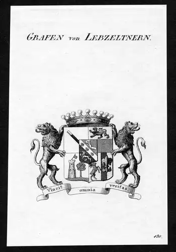 Grafen von Lebzeltnern - Lebzeltnern Wappen Adel coat of arms Kupferstich  heraldry Heraldik