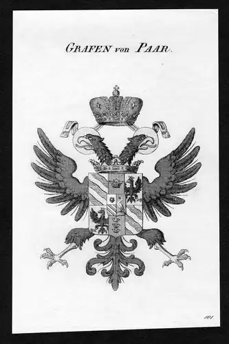 Grafen von Paar - Paar Wappen Adel coat of arms Kupferstich  heraldry Heraldik