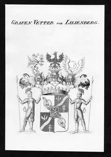 Grafen Vetter von Lilienberg - Vetter von Lilienberg Wappen Adel coat of arms Kupferstich  heraldry Heraldik