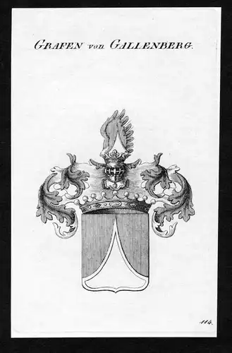Grafen von Gallenberg - Gallenberg Wappen Adel coat of arms Kupferstich  heraldry Heraldik