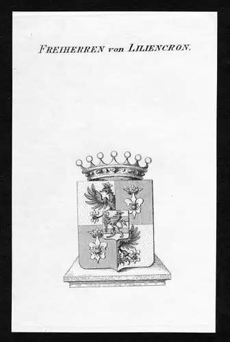Freiherren von Liliencron - Liliencron Wappen Adel coat of arms Kupferstich  heraldry Heraldik