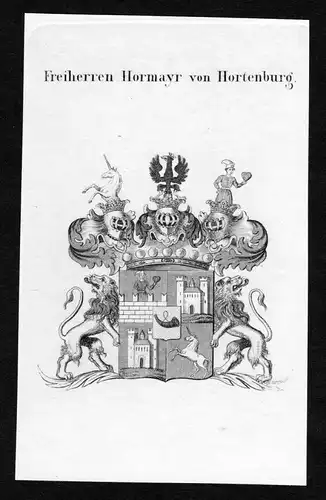 Freiherren Hormayr von Hortenburg - Hormayr zu Hortenburg Wappen Adel coat of arms Kupferstich  heraldry Heral