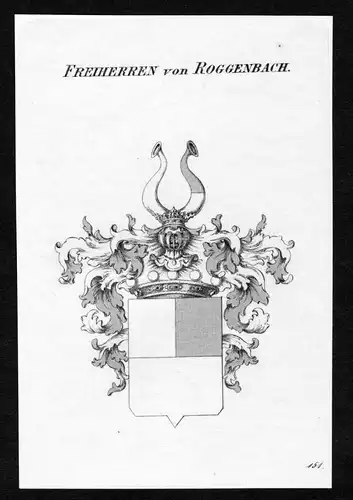 Freiherren von Roggenbach - Roggenbach Wappen Adel coat of arms Kupferstich  heraldry Heraldik