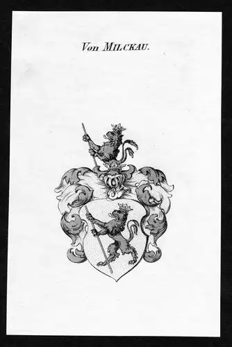 Von Milckau - Milkau Milckau Wappen Adel coat of arms Kupferstich  heraldry Heraldik