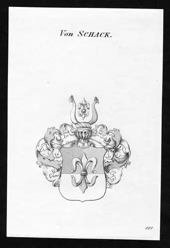 Von Schack - Schack Wappen Adel coat of arms Kupferstich  heraldry Heraldik