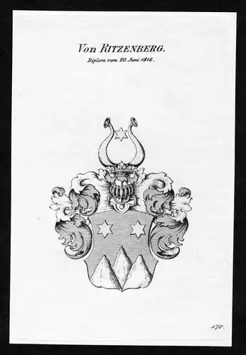 Von Ritzenberg - Ritzenberg Wappen Adel coat of arms Kupferstich  heraldry Heraldik