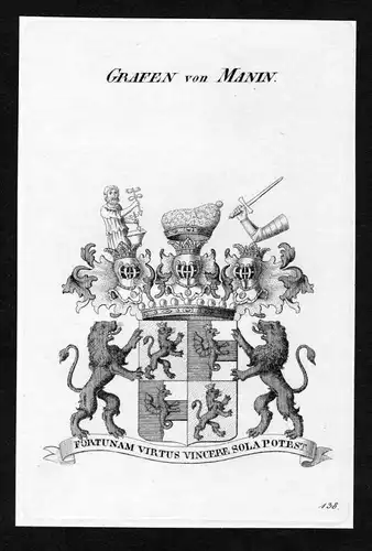 Grafen von Manin - Manin Wappen Adel coat of arms Kupferstich  heraldry Heraldik