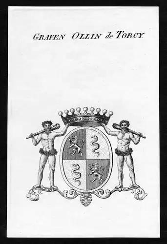 Grafen Ollin de Torcy - Ollin de Torcy Wappen Adel coat of arms Kupferstich  heraldry Heraldik