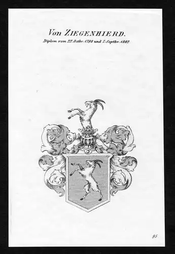 Von Ziegenhierd - Ziegenhierd Wappen Adel coat of arms Kupferstich  heraldry Heraldik