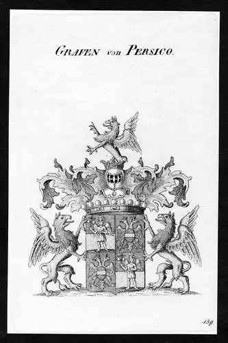 Grafen von Persico - Persico Wappen Adel coat of arms Kupferstich  heraldry Heraldik